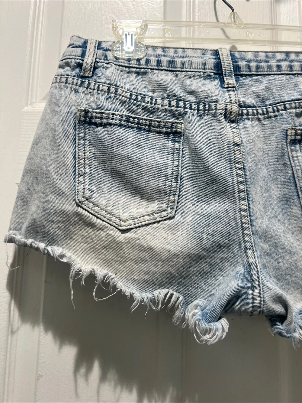Light Wash Distressed Denim Shorts